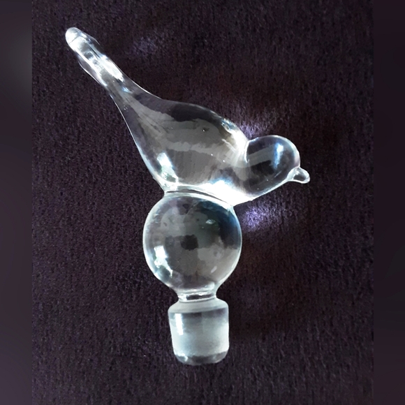 MURANO Art Glass Cobalt Blue White Perfume Bottle Clear Glass Bird Toppe… - Picture 11 of 14